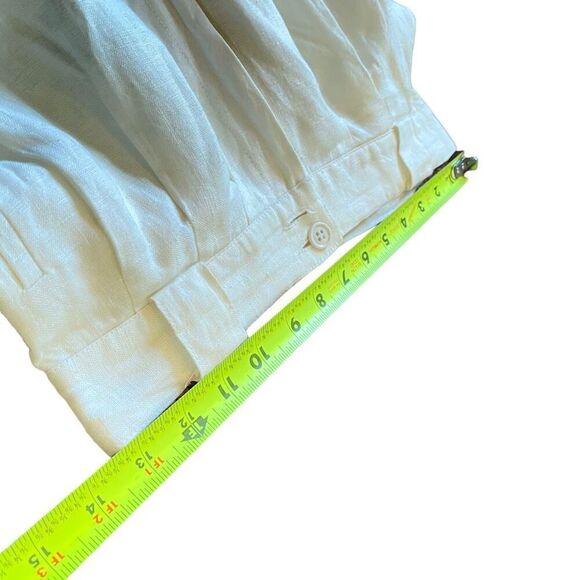 High Waisted Off-white 100% Linen Trousers With Full Length Liner - Picture 8 of 10